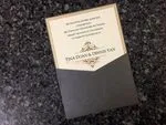 Slider 57 MMN Onyx, Gold Linen, Natural Linen Pocket & Folder Invitation