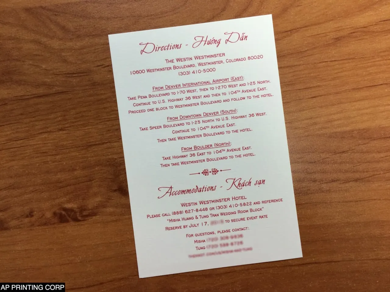 O2P-57-N-N Red, Natural, Gold Leaf Pocket & Folder Invitation