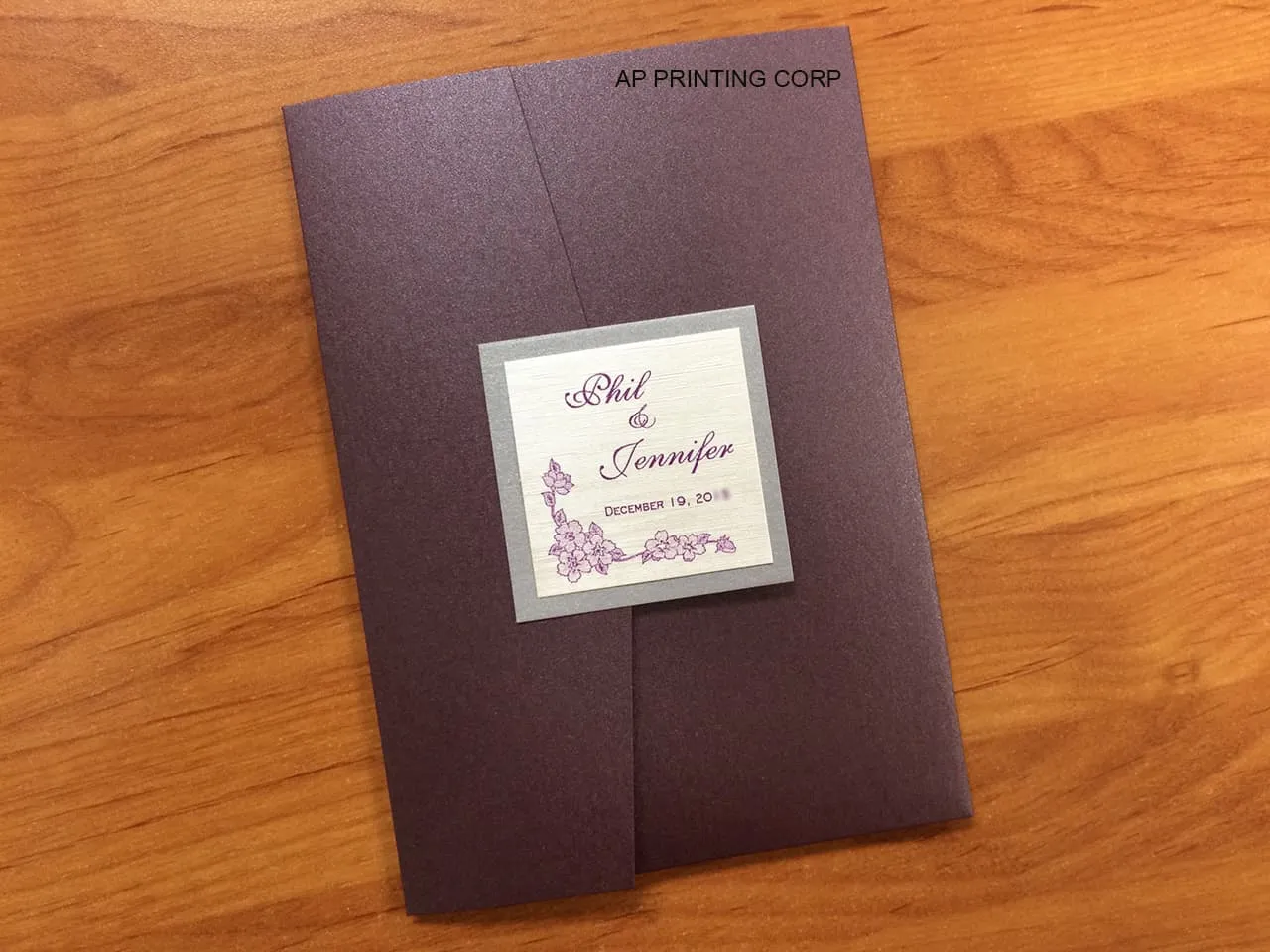 PAL-57-MMM Ruby, Silver, Silk Pocket & Folder Invitation