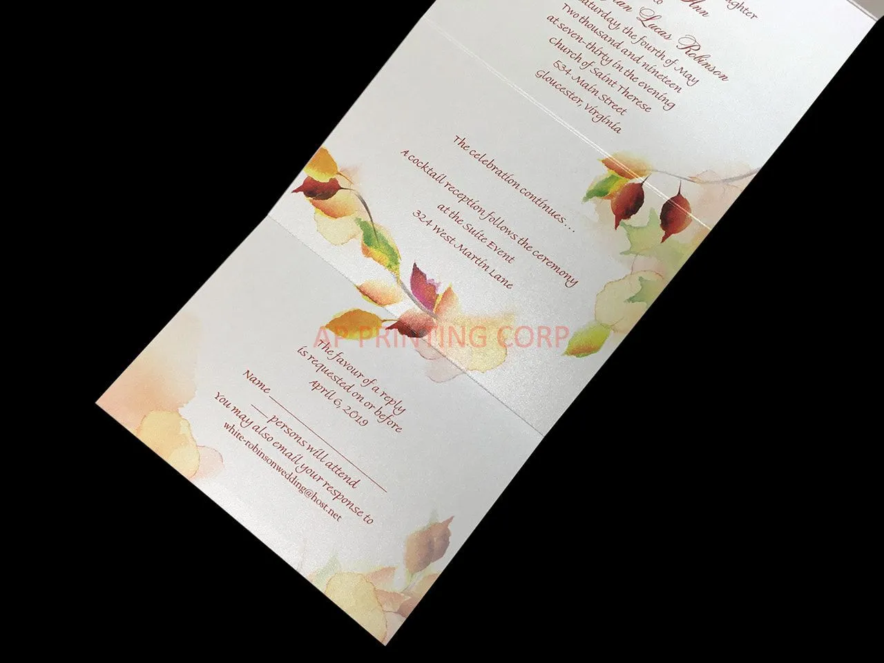 Leaf Swirl Seal & Send [CC-50] Pocket & Folder Invitation