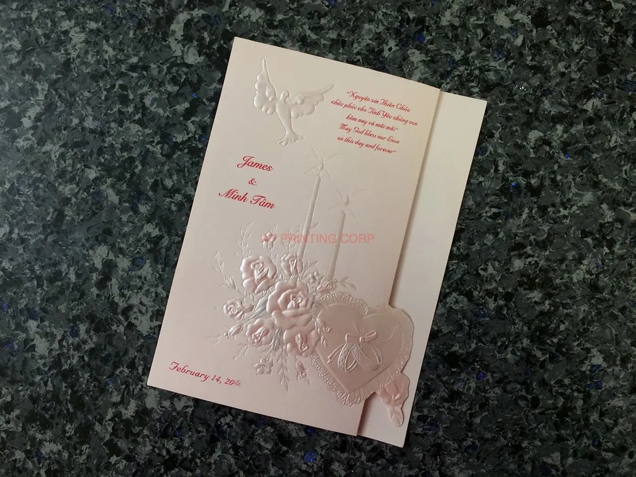 K447 [I-10] Gilded Affection Birds & Doves Wedding Invitation