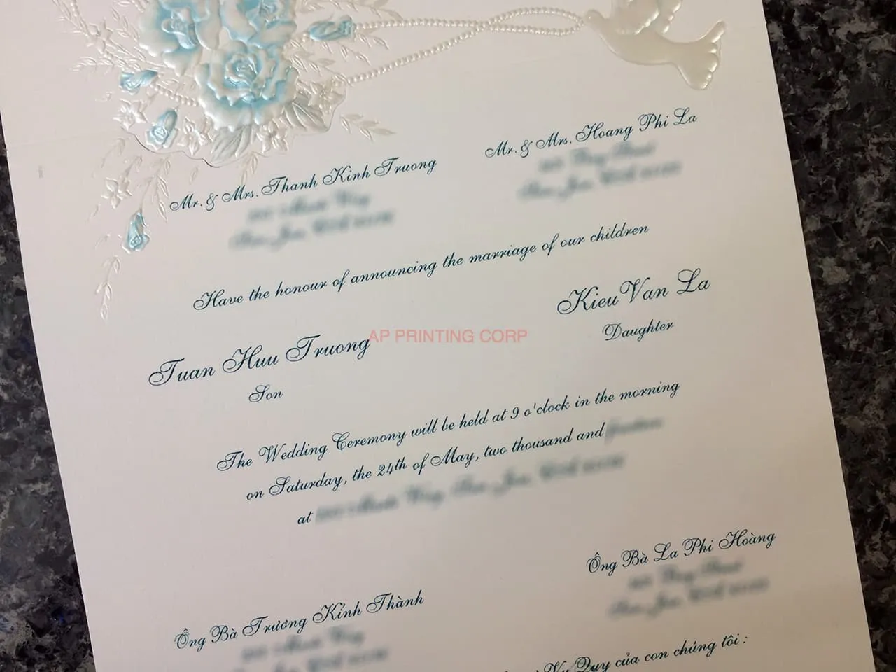 K976 [I-11] Dusk Delights Birds & Doves Wedding Invitation