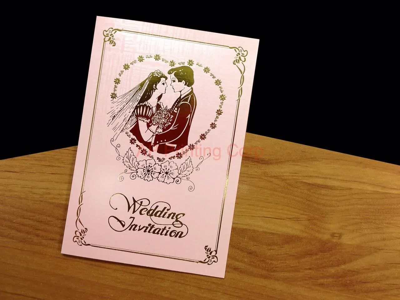 DR9-HT-V [V-L-01] Love's Embrace Bride & Groom Wedding Invitation