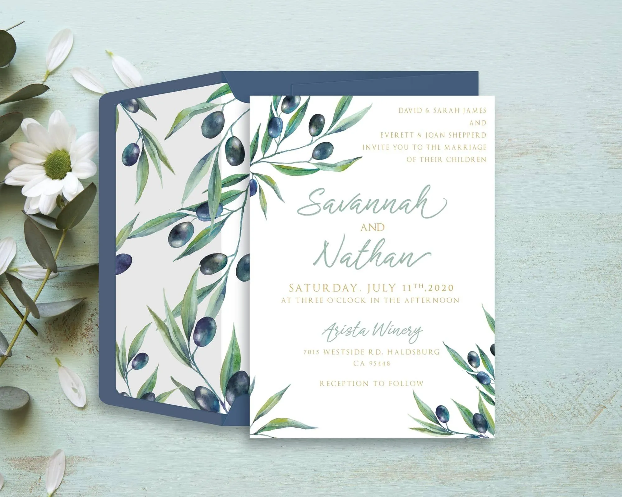 Olive Garden RSVP Cards Flowers Wedding Invitation