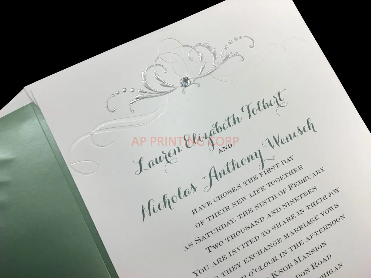 [CC-20] Swirled in Silver Flowers Wedding Invitation