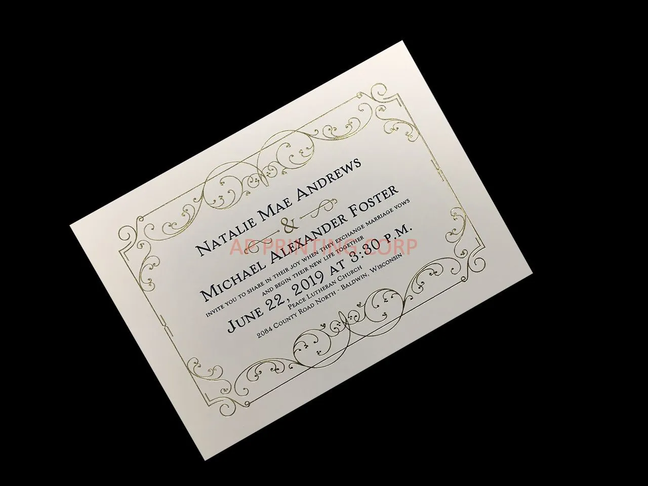 [CC-26] Swirl of Gold Flowers Wedding Invitation