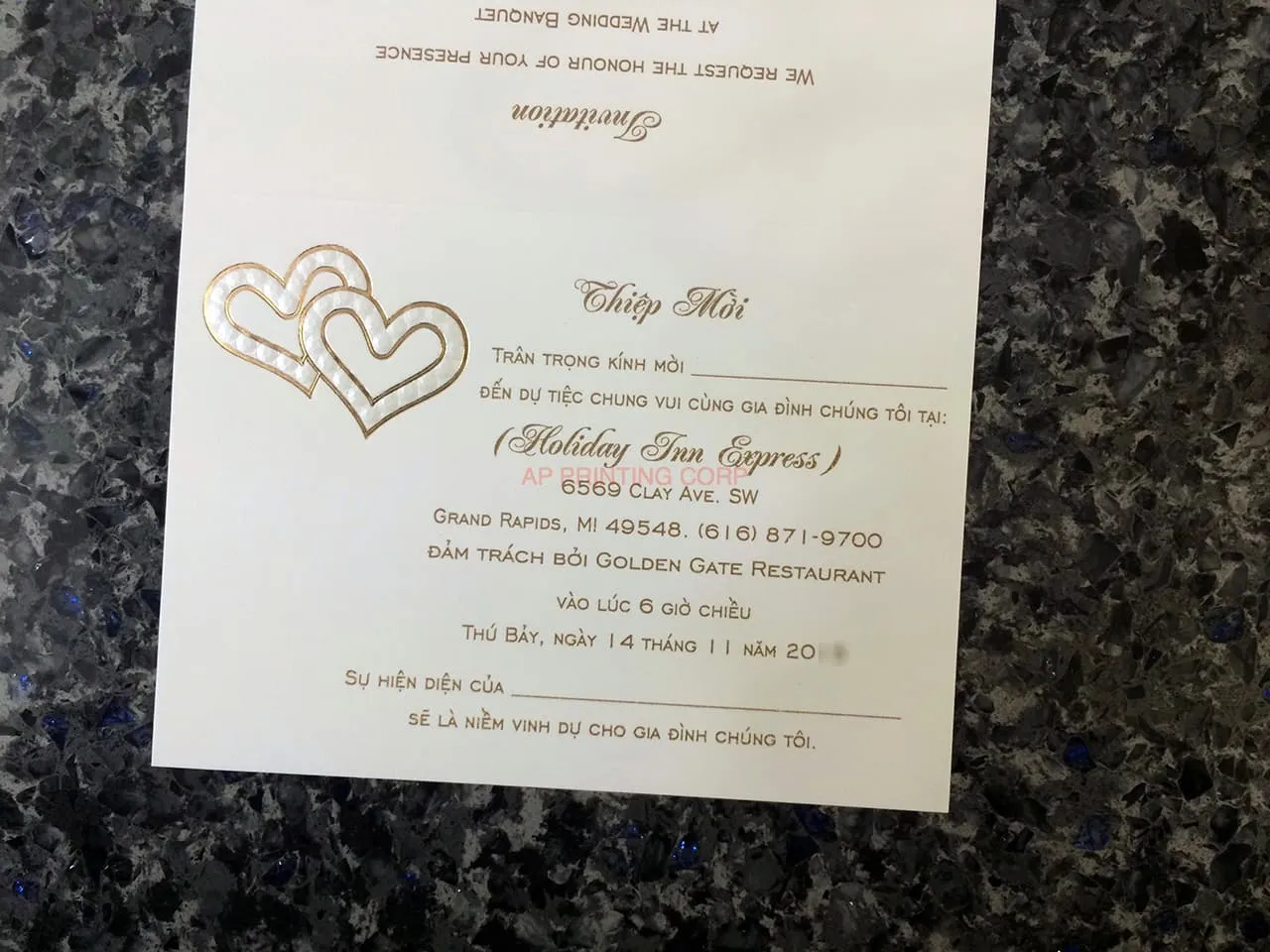 T511LT [I-17] Vietnamese & English Wedding Invitation