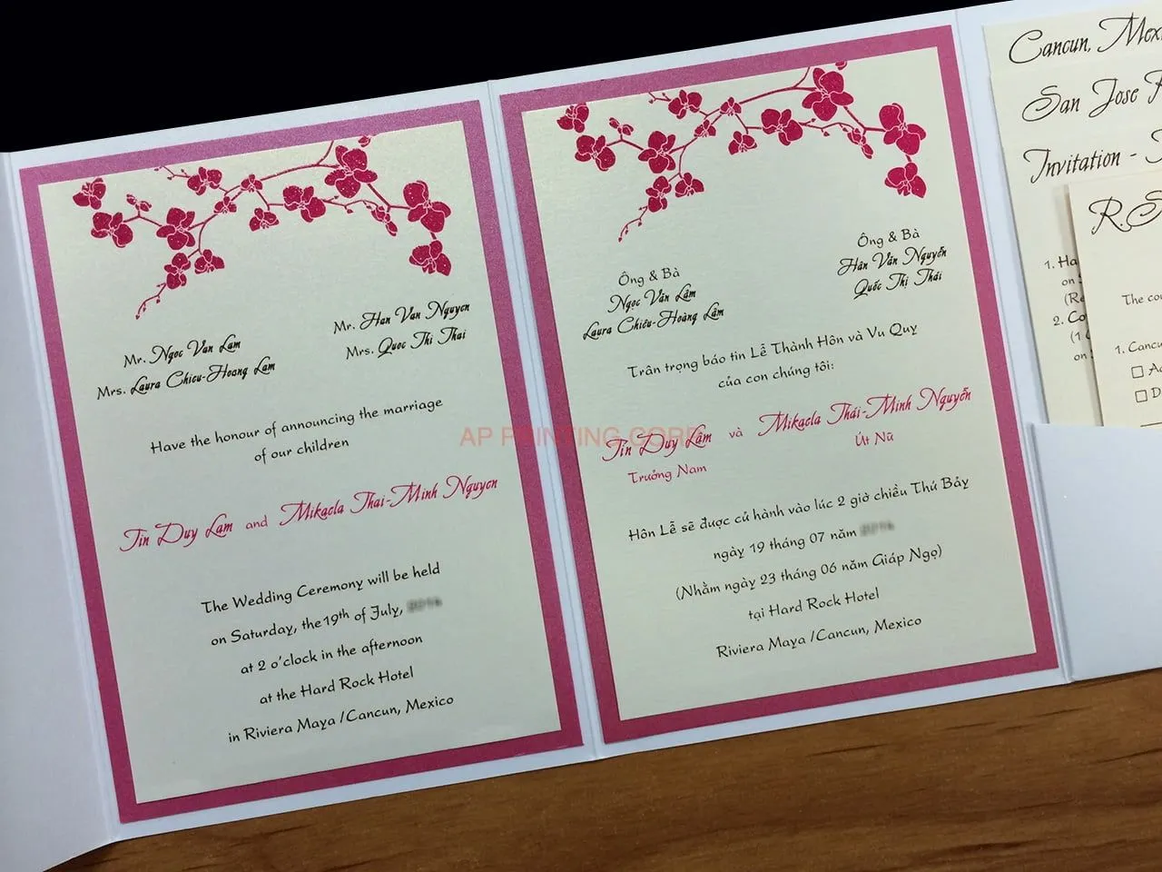 PAL-BL-57-MMM Crystal, Azalea, White Gold Pocket & Folder Invitation