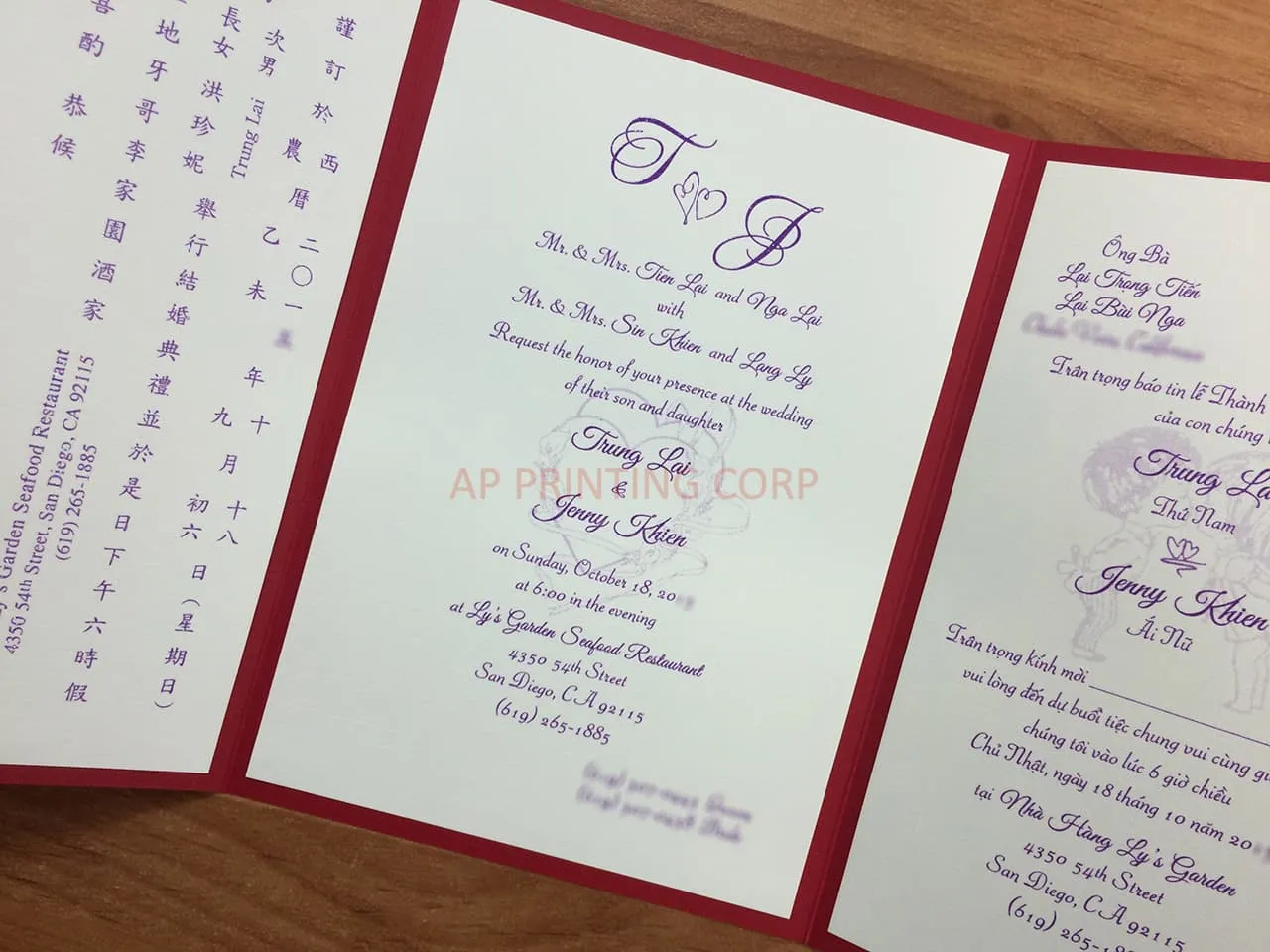 CTF-68-N-N Red, Natural Pocket & Folder Invitation