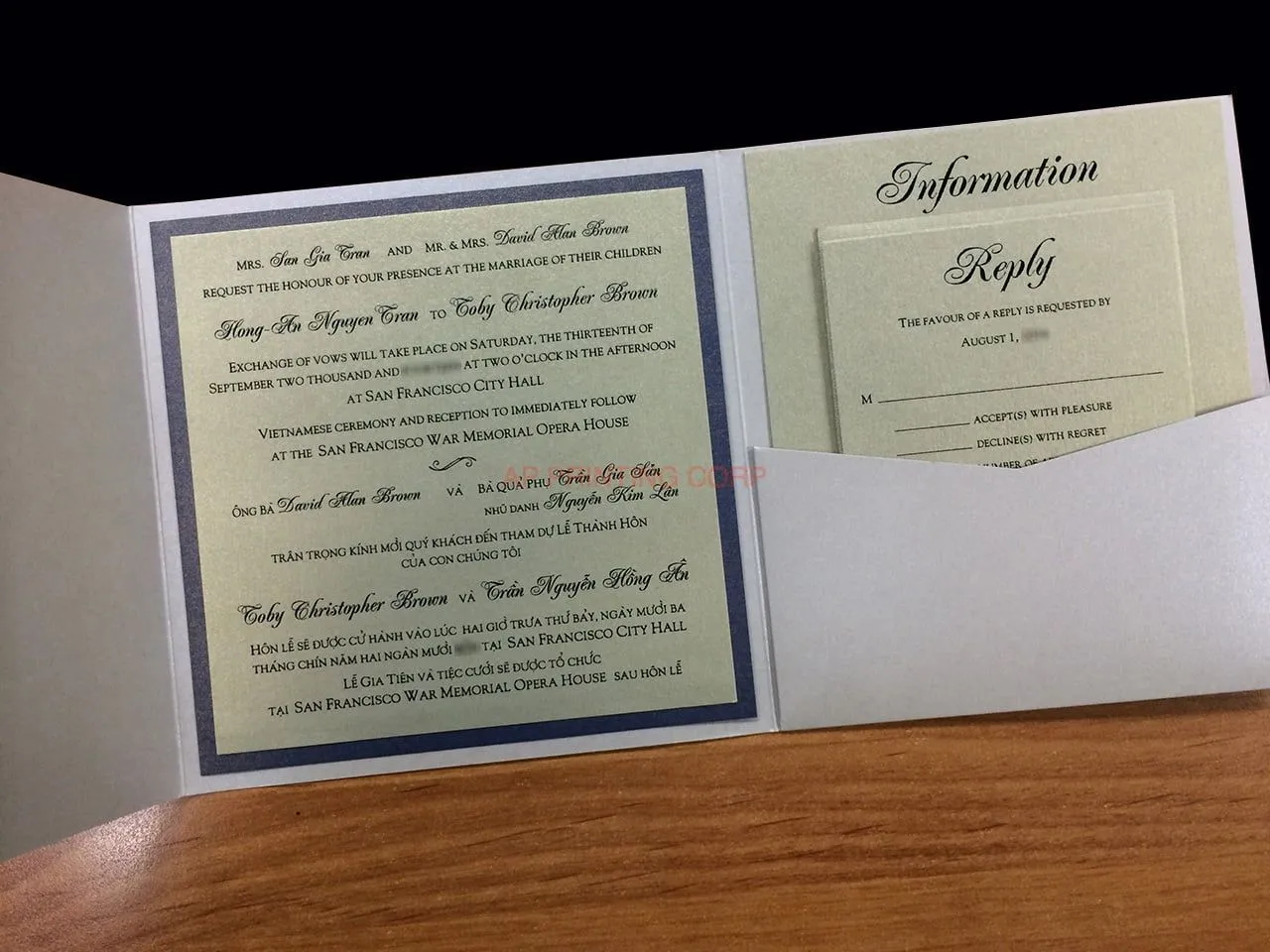 PAL-66-MMM Quartz, Ruby, Gold Leaf Pocket & Folder Invitation
