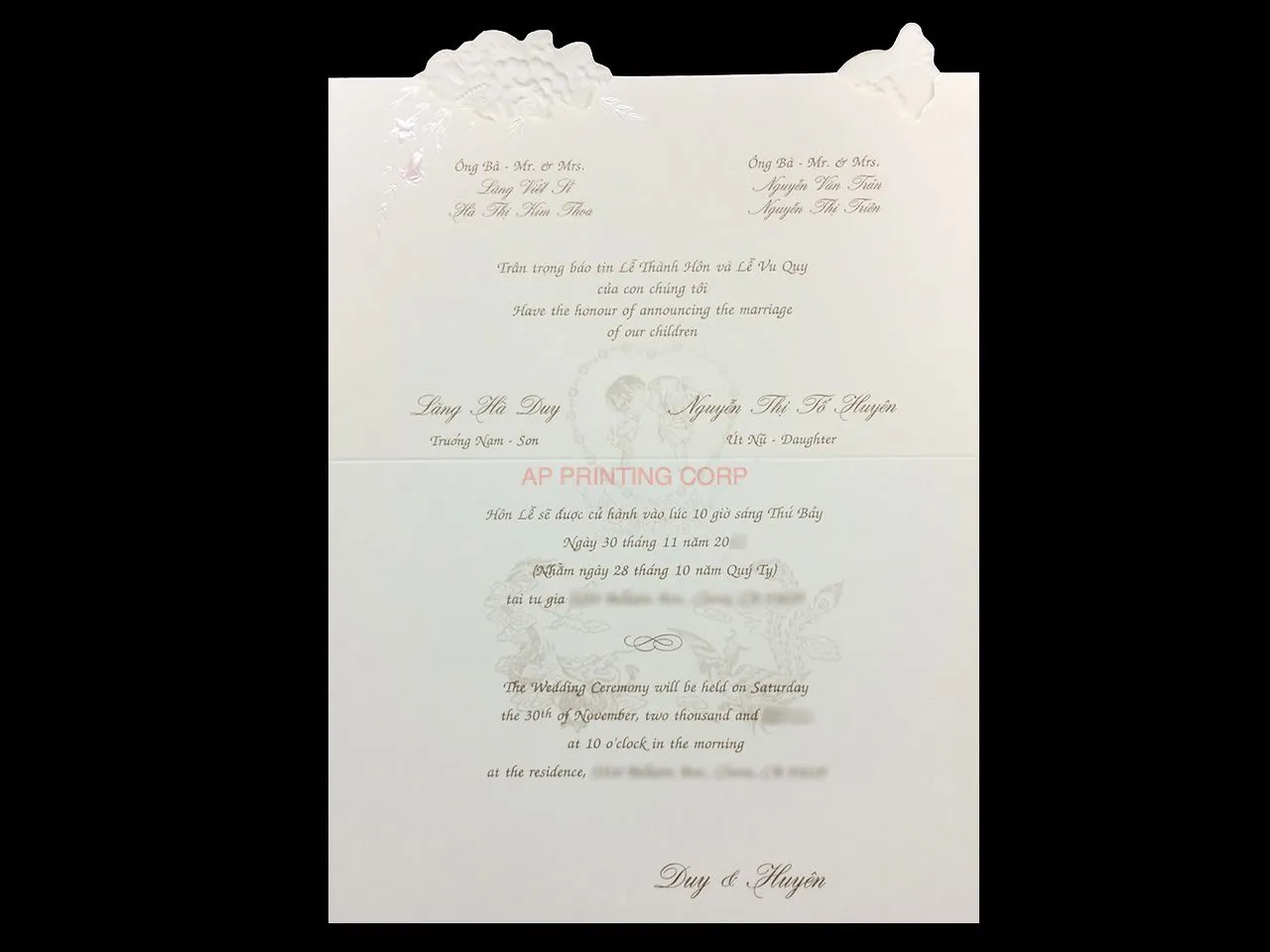 K979 [I-11] Gilded Blossoms Birds & Doves Wedding Invitation