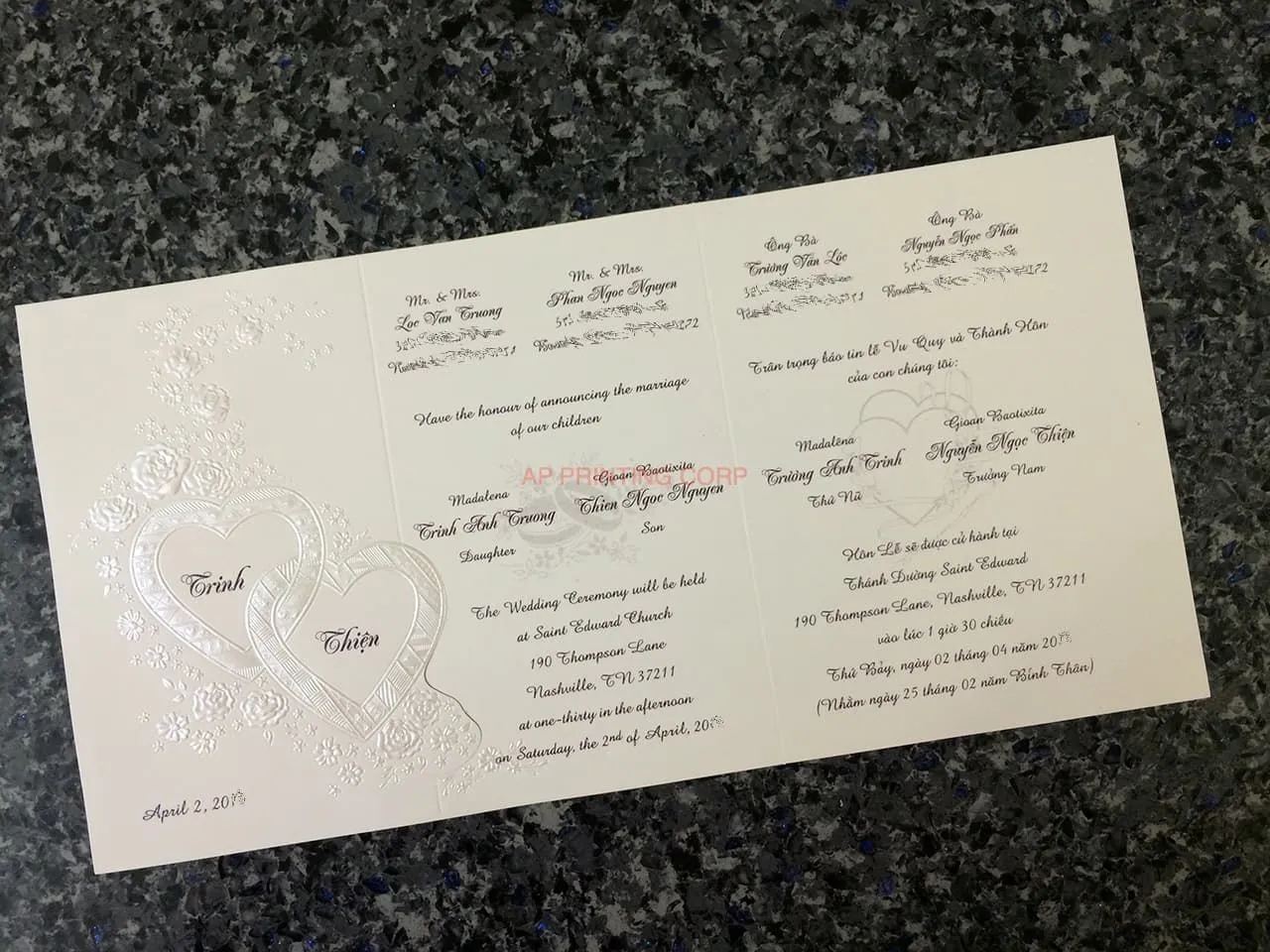 K4451 [I-10] Subtle Romance Hearts Wedding Invitation