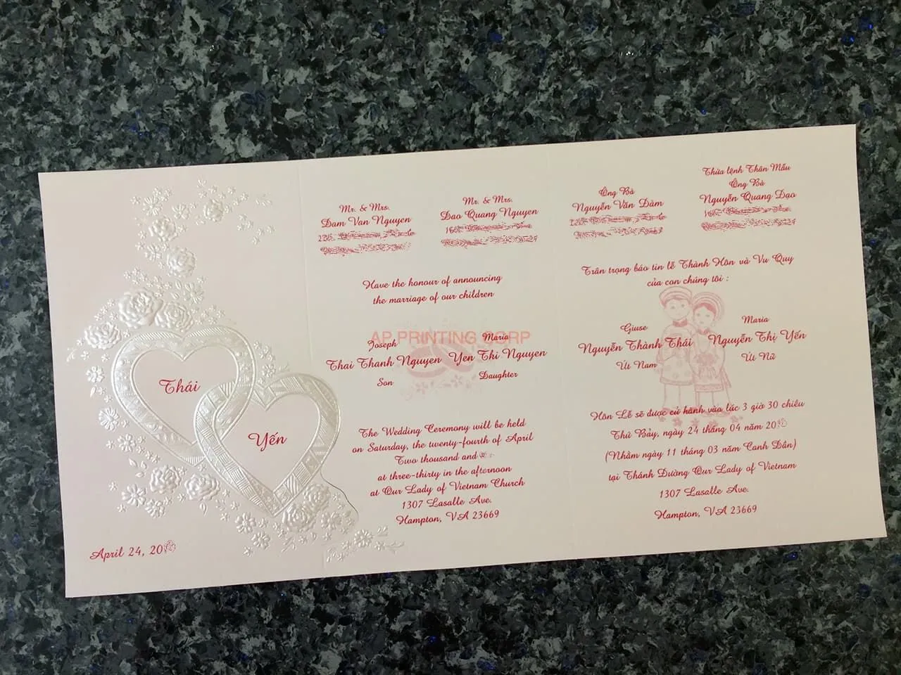 K4471 [I-10] Floral & Hearts Melody Wedding Invitation