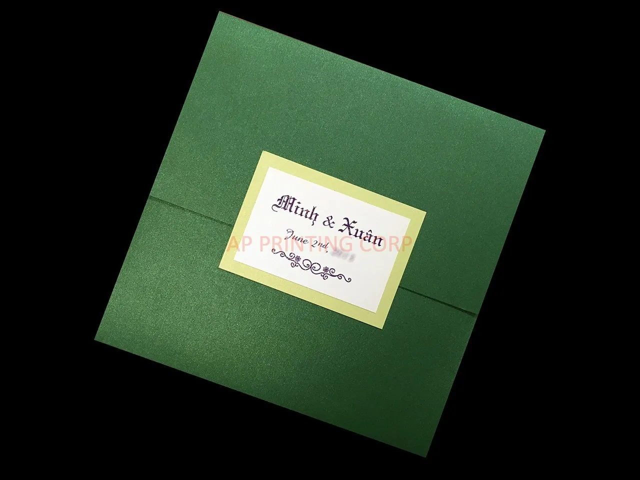 PSQ-77-MMM-2WL Botanic, Lime, Poison Ivory Pocket & Folder Invitation