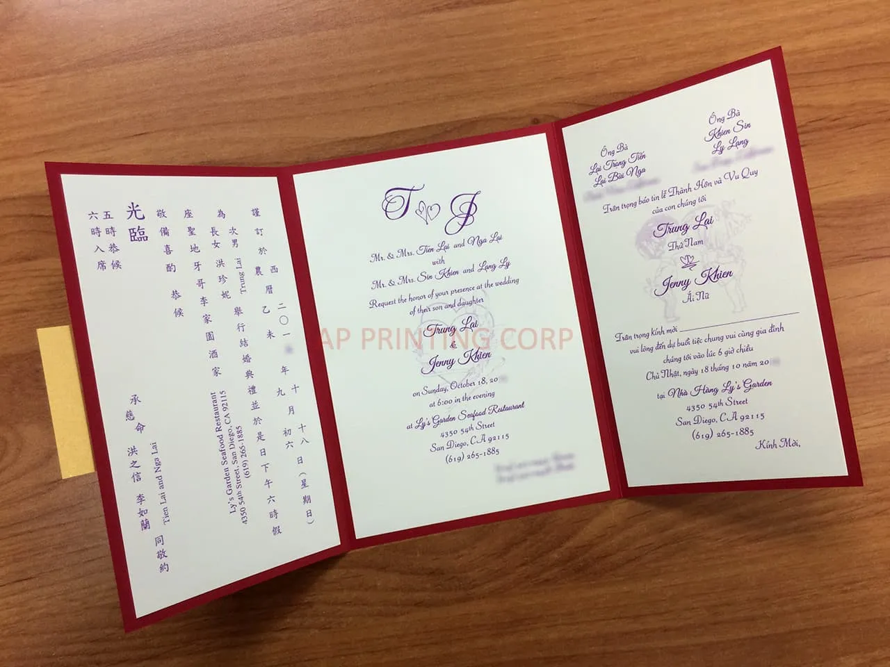 CTF-68-N-N Red, Natural Pocket & Folder Invitation