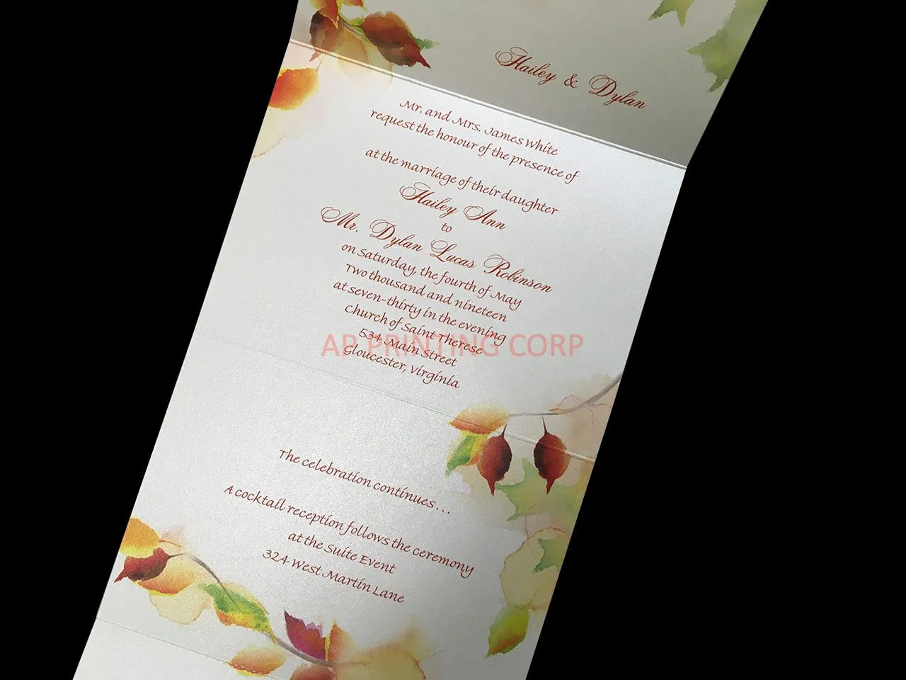 Leaf Swirl Seal & Send [CC-50] Pocket & Folder Invitation