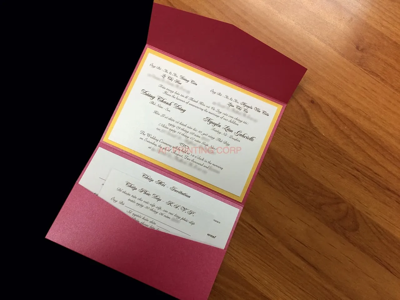 PAL-R-57-MMM-Band Azalea, Gold, Opal Pocket & Folder Invitation