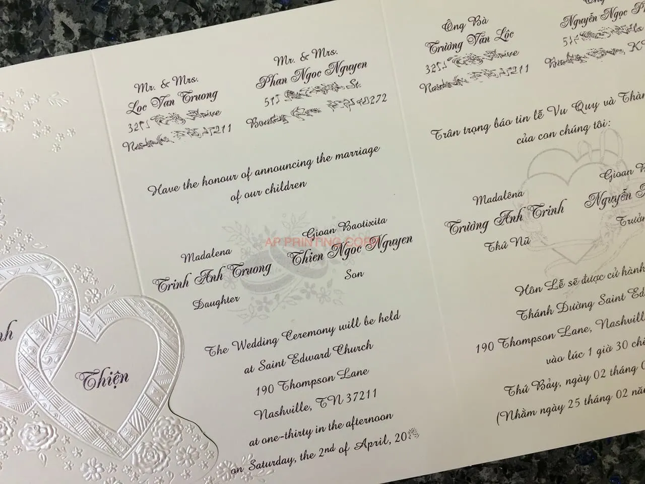 K4451 [I-10] Subtle Romance Hearts Wedding Invitation