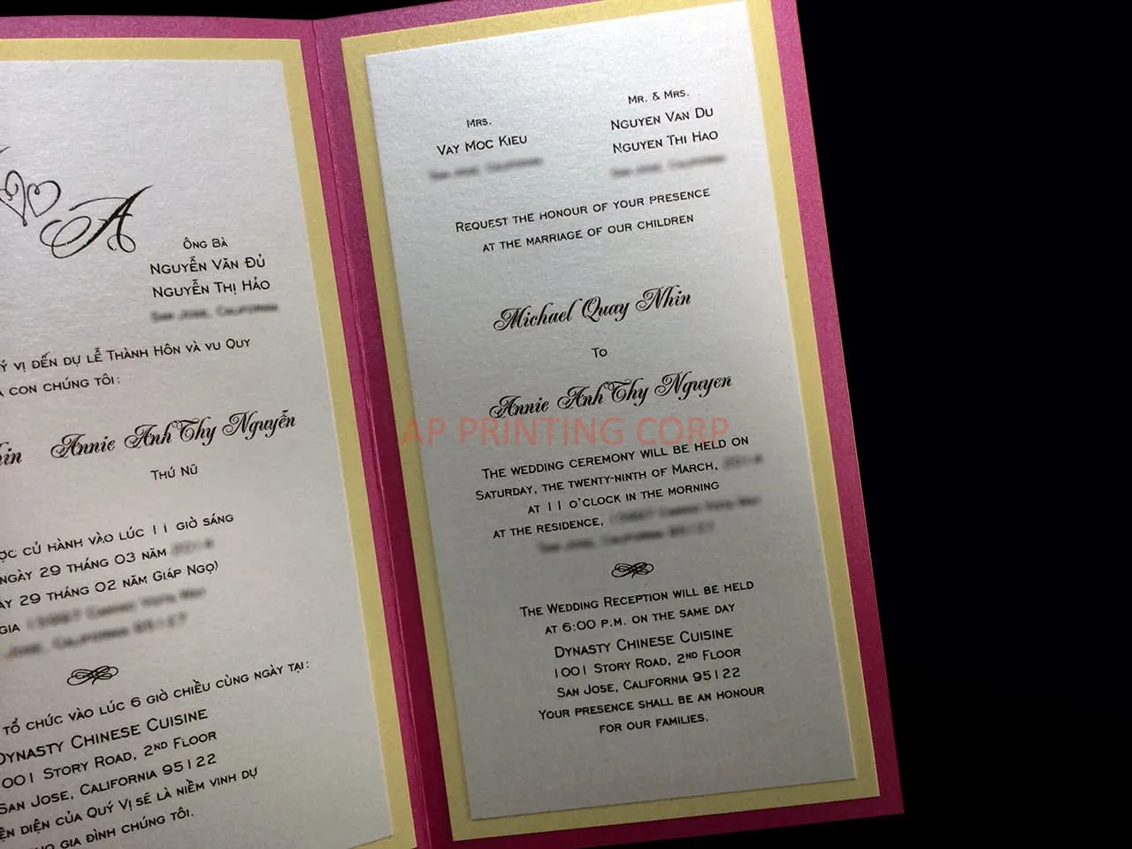 CTF-58-MMM Azalea, Gold, Quartz Pocket & Folder Invitation