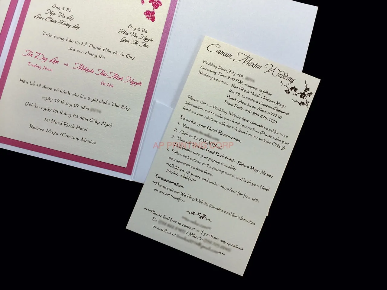 PAL-BL-57-MMM Crystal, Azalea, White Gold Pocket & Folder Invitation