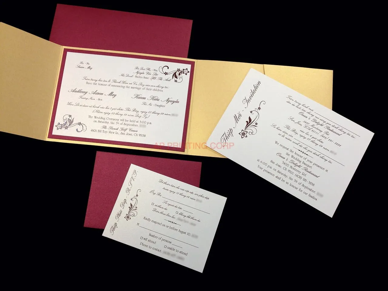 PAL-V-57-MMM Gold, Red Lacquer, Ice Gold Pocket & Folder Invitation