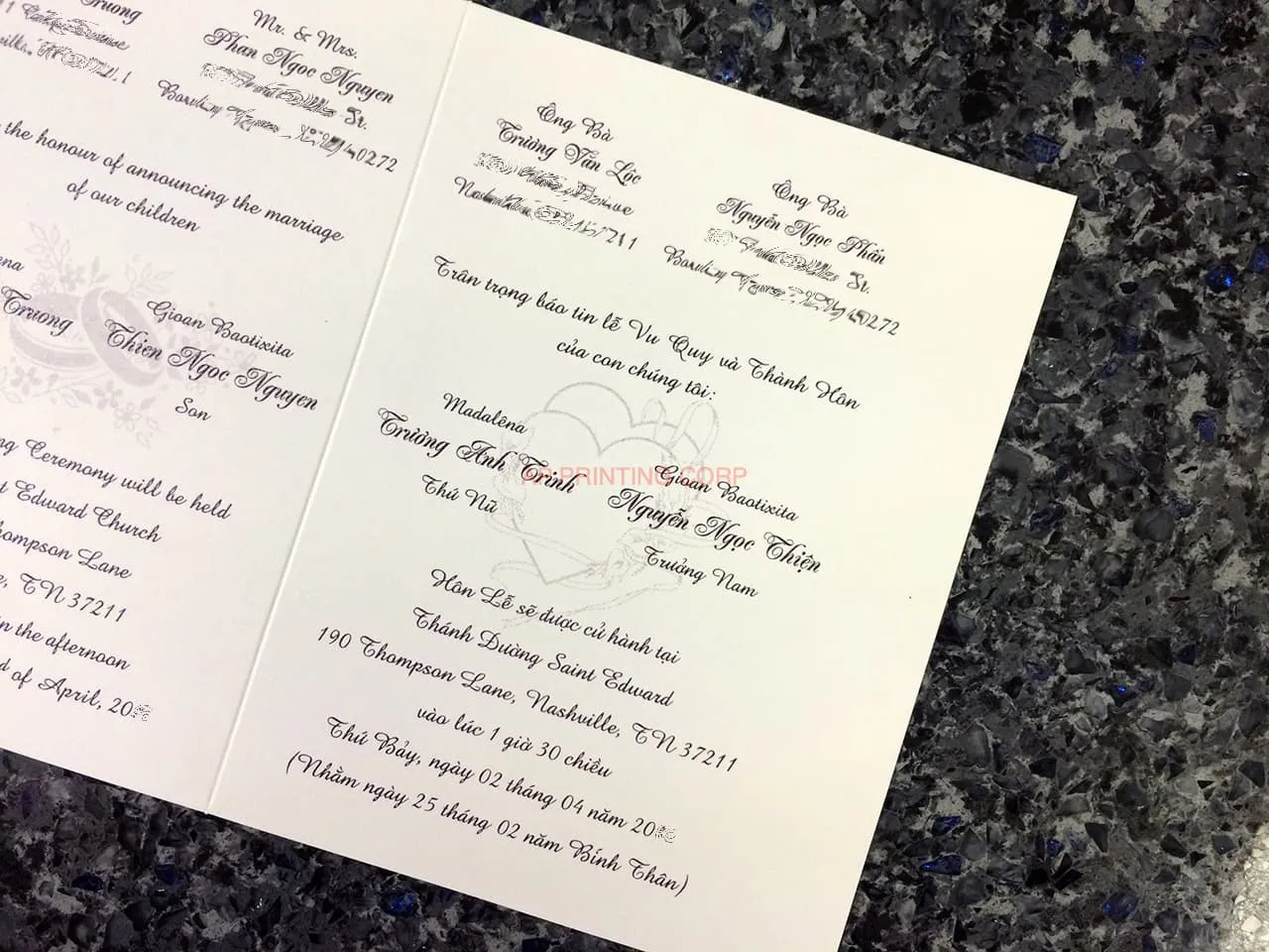 K4451 [I-10] Subtle Romance Hearts Wedding Invitation