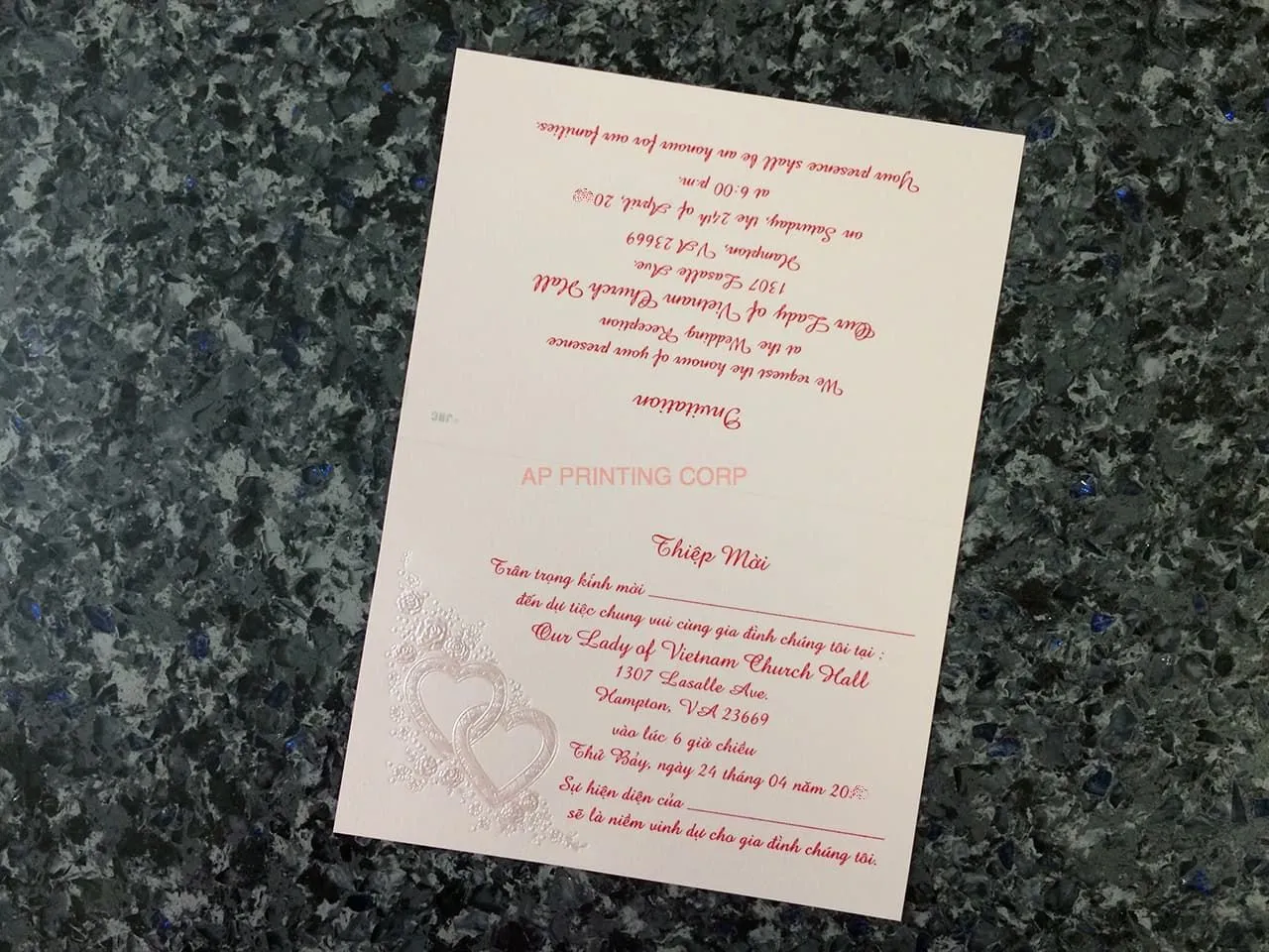 K4471 [I-10] Floral & Hearts Melody Wedding Invitation