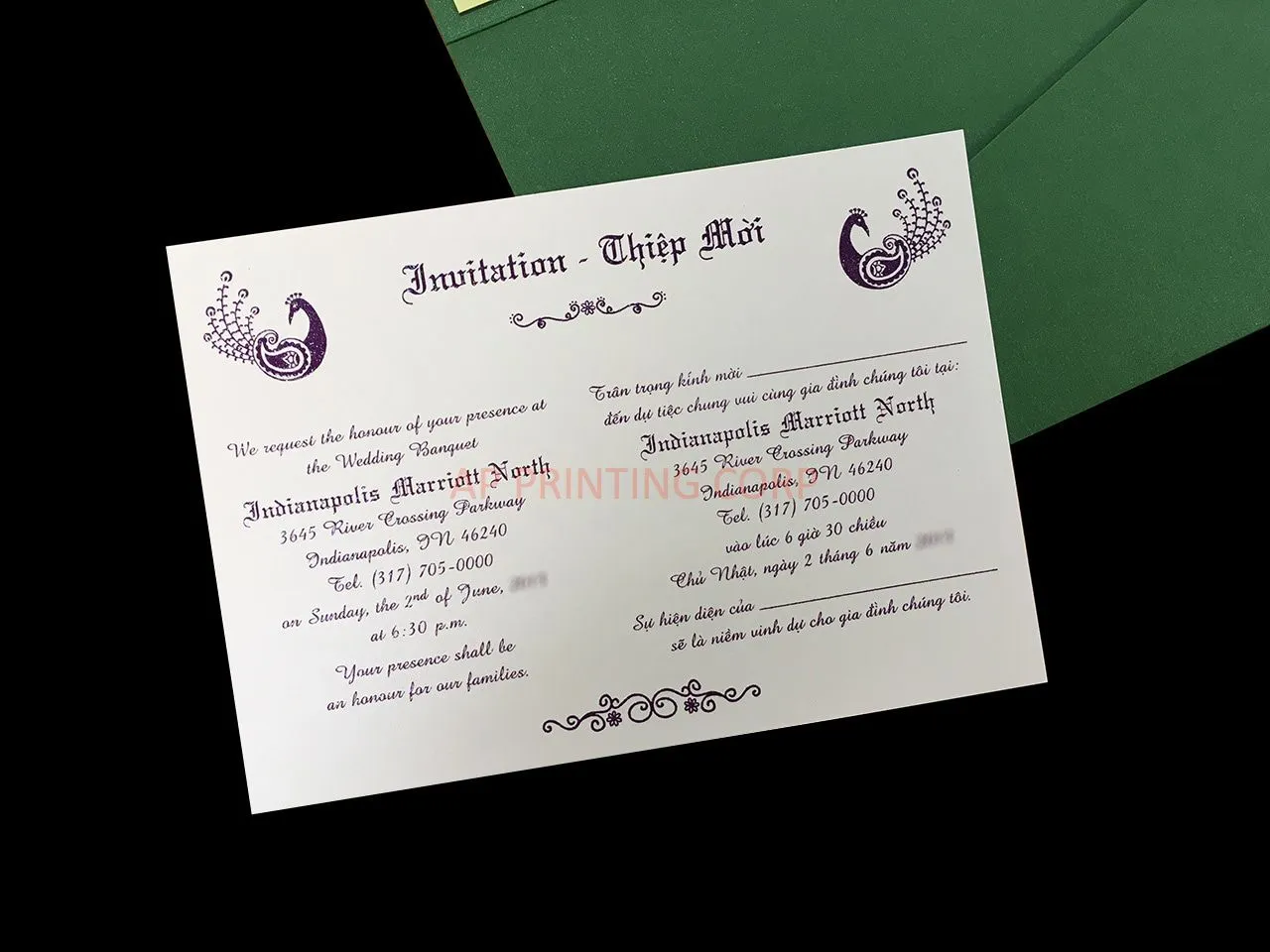 PSQ-77-MMM-2WL Botanic, Lime, Poison Ivory Pocket & Folder Invitation