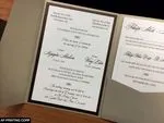 PAL-57-MMN Gold Leaf, Bronze, White Linen Pocket & Folder Invitation