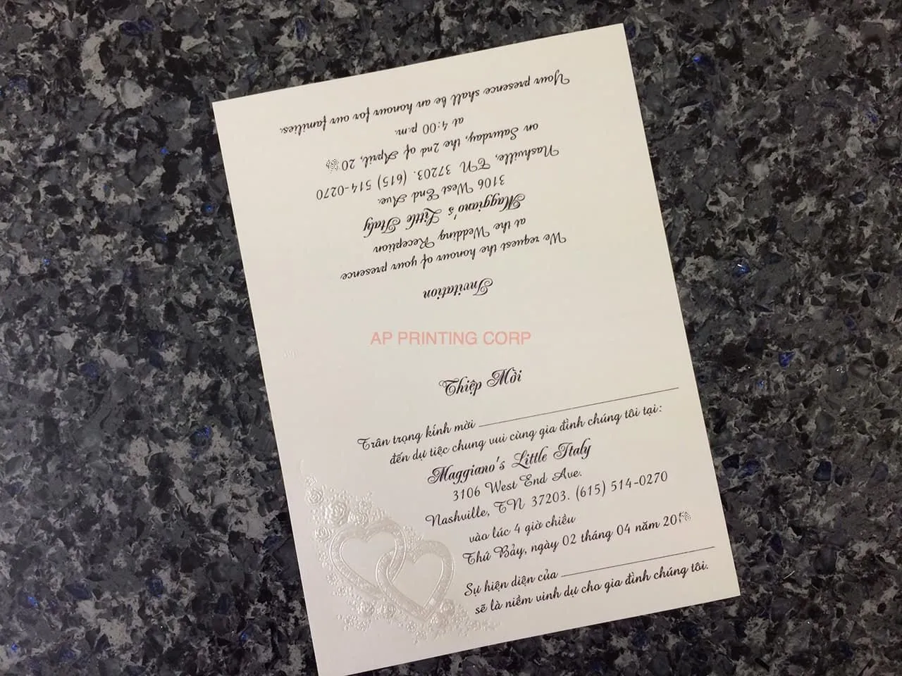 K4451 [I-10] Subtle Romance Hearts Wedding Invitation