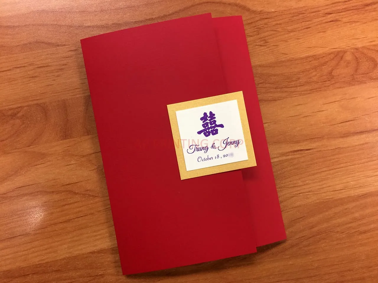 CTF-68-N-N Red, Natural Pocket & Folder Invitation