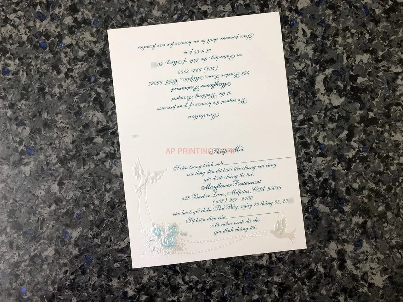 K976 [I-11] Dusk Delights Birds & Doves Wedding Invitation
