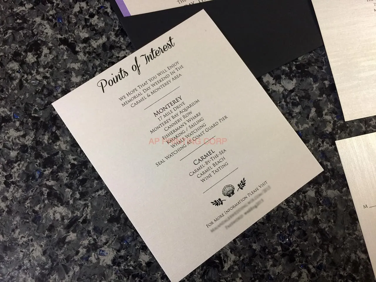 SLIDER-66-NMM Black, Amethyst, Silk Pocket & Folder Invitation