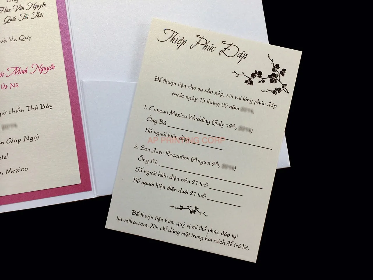 PAL-BL-57-MMM Crystal, Azalea, White Gold Pocket & Folder Invitation