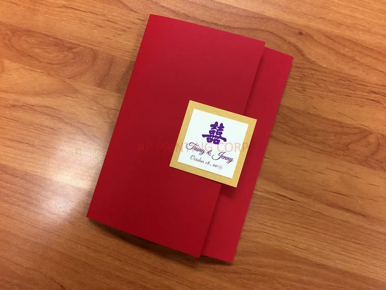 CTF-68-N-N Red, Natural Pocket & Folder Invitation