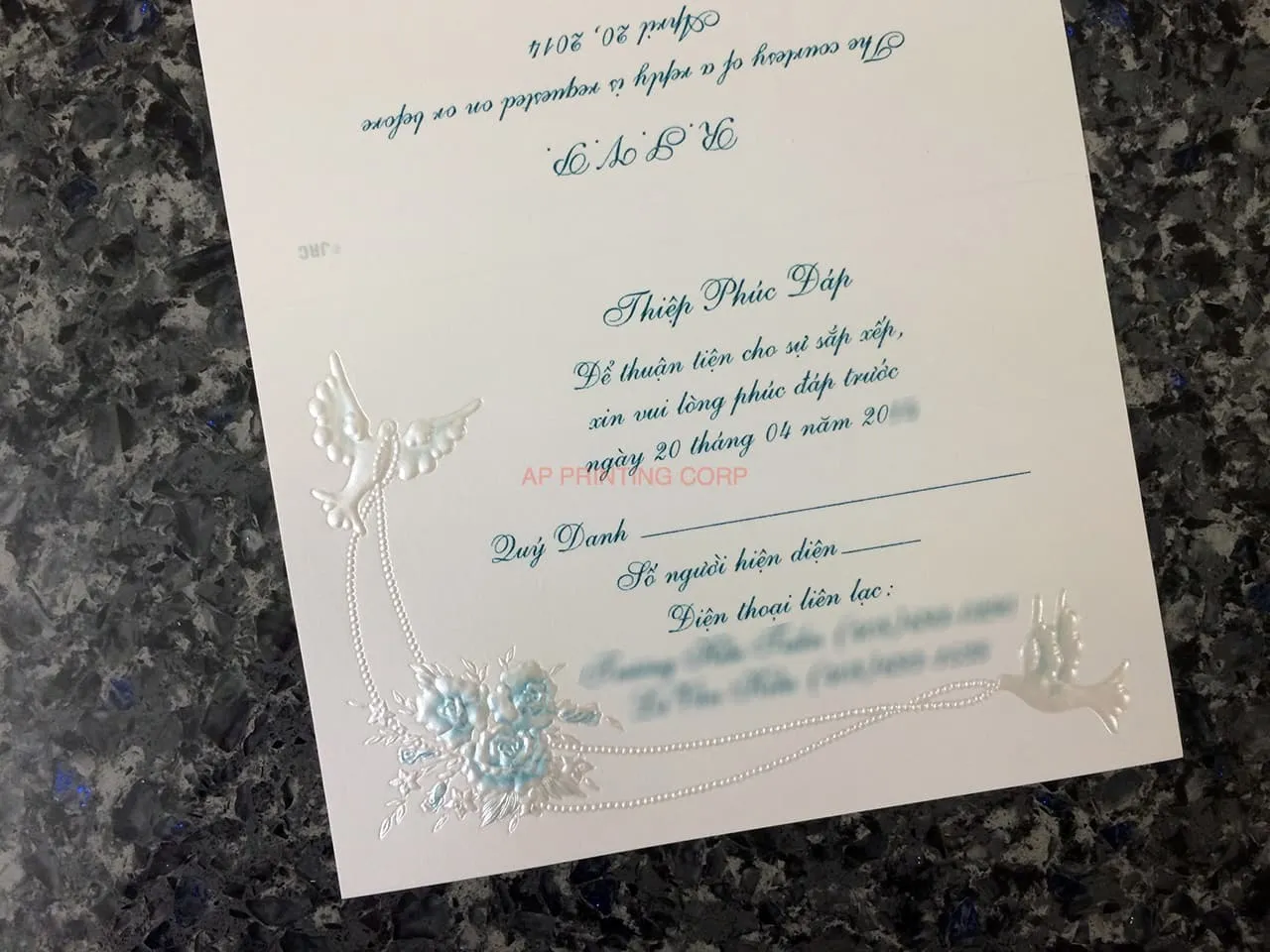 K976 [I-11] Dusk Delights Birds & Doves Wedding Invitation
