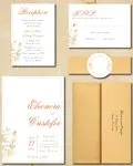 Golden Leaves Simple Flat 5x7 Wedding Invitation