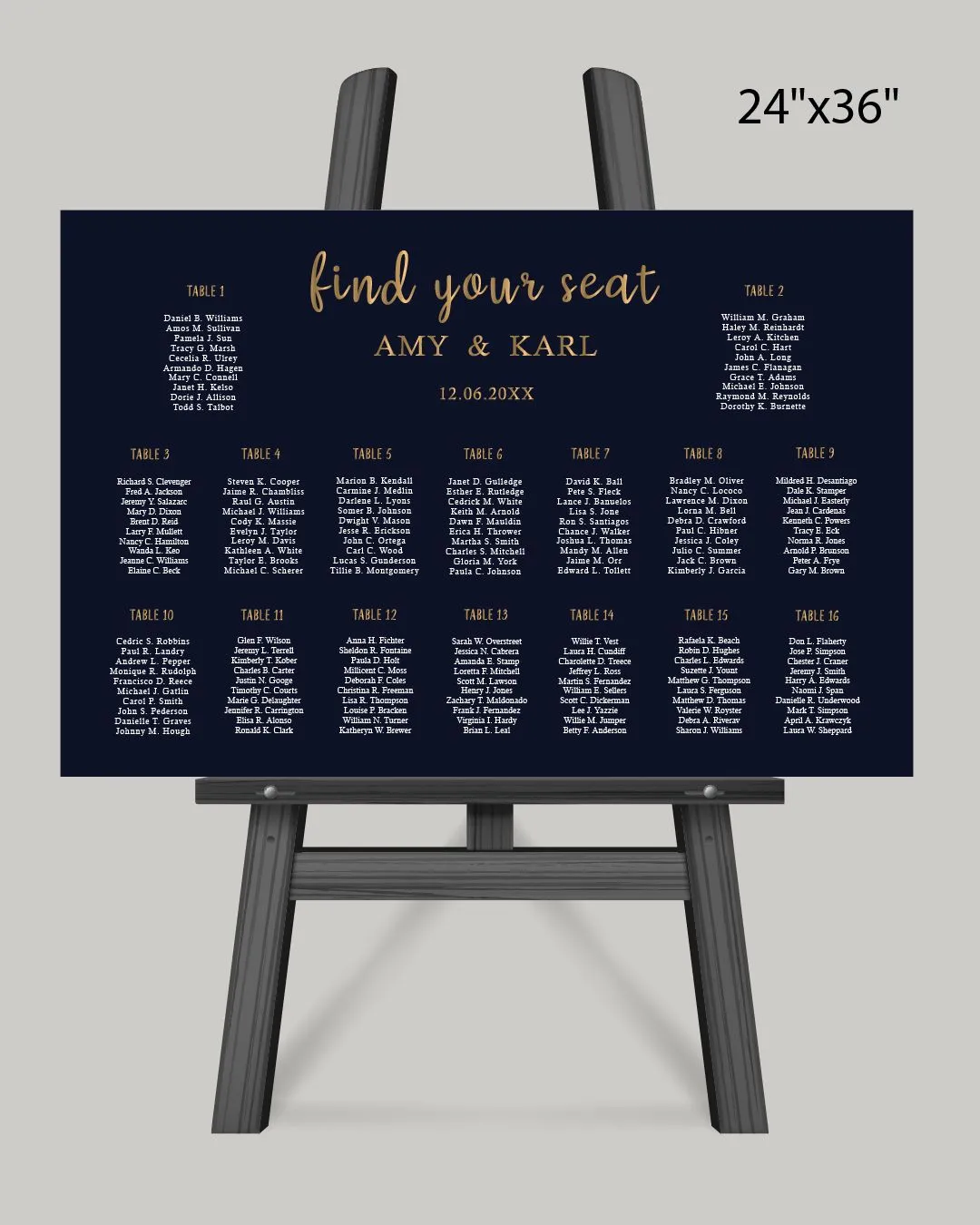 Elegant Blue Background Seating Chart