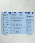 Roses in Different Blues Gate Fold 5x7 Gate Fold Vietnamese & English Wedding Invitation