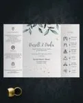 Small Golden Flowers 5x7 Gate Fold Wedding Invitation