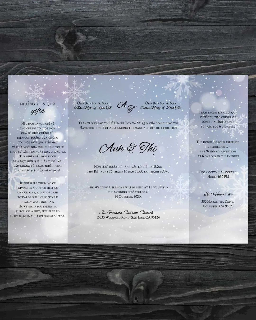 Winter Storm 5x7 Gate Fold Wedding Invitation