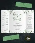 Delicate Leaves 5x7 Gate Fold Wedding Invitation