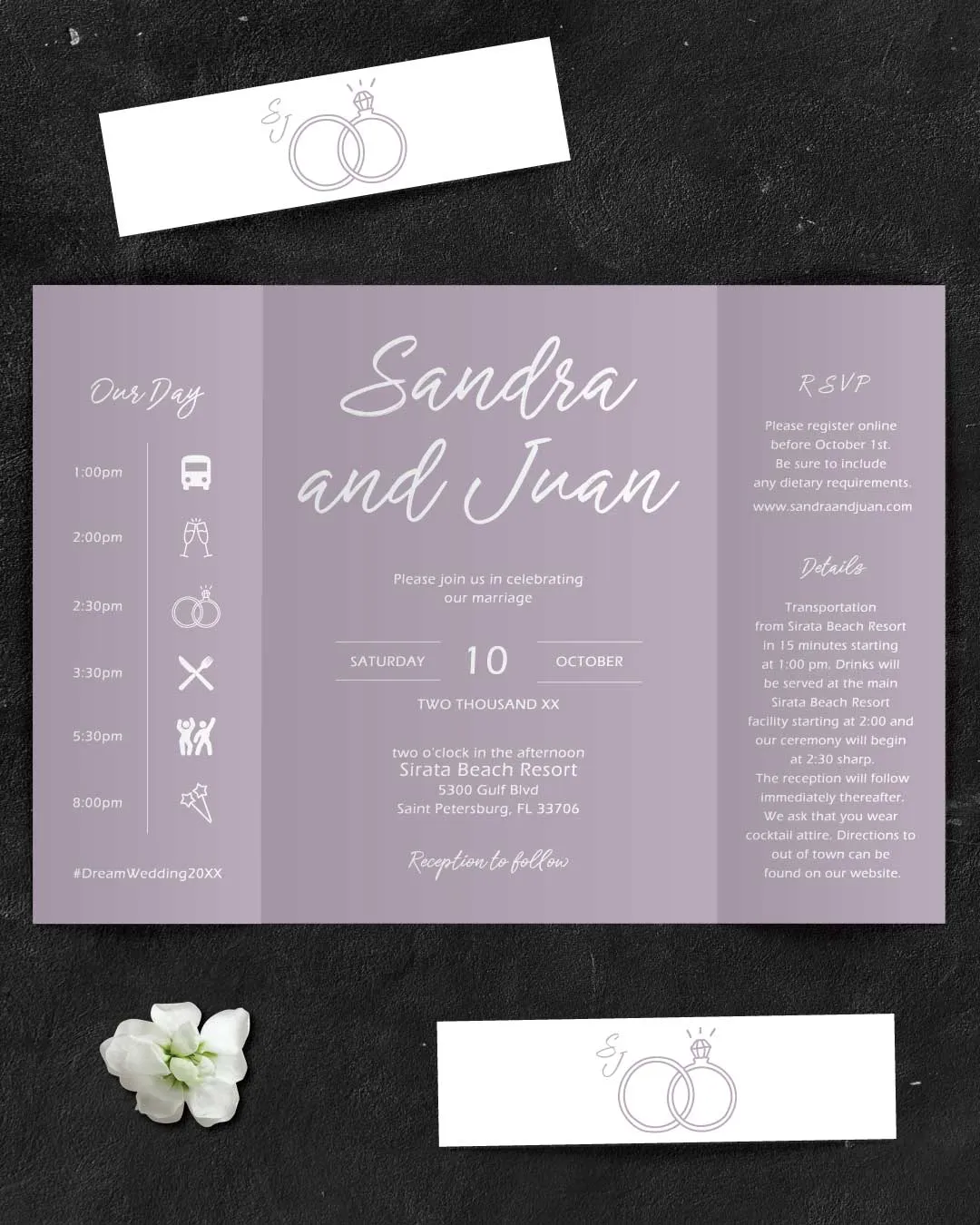 Invitation Rings 5x7 Gate Fold Wedding Invitation