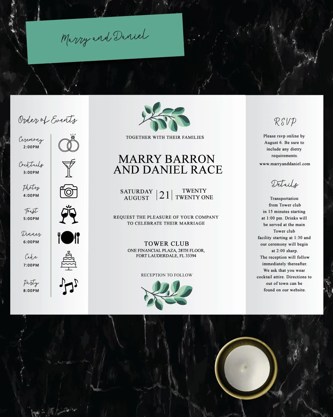 Photo Covered 5x7 Gate Fold Wedding Invitation 2