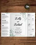 Turquoise Foliage 5x7 Gate Fold Wedding Invitation