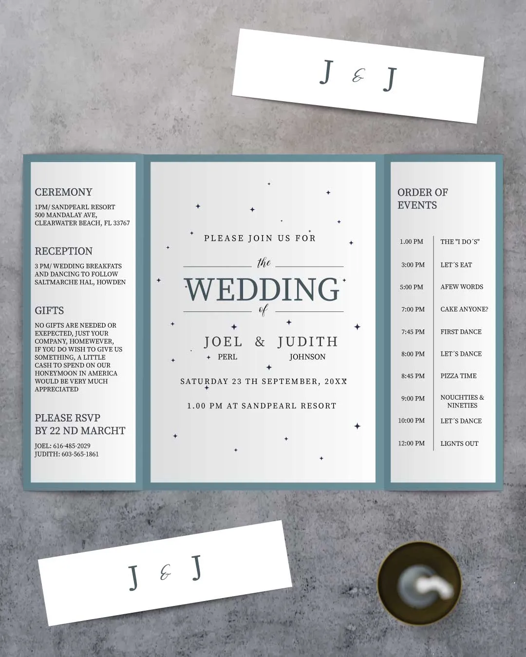 Small Glimpses 5x7 Gate Fold Wedding Invitation
