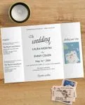 Elegant Couple's Photo 5x7 Gate Fold Spanish & English Wedding Invitation