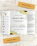 Sunflowers and Leaves 5x7 Gate Fold Wedding Invitation