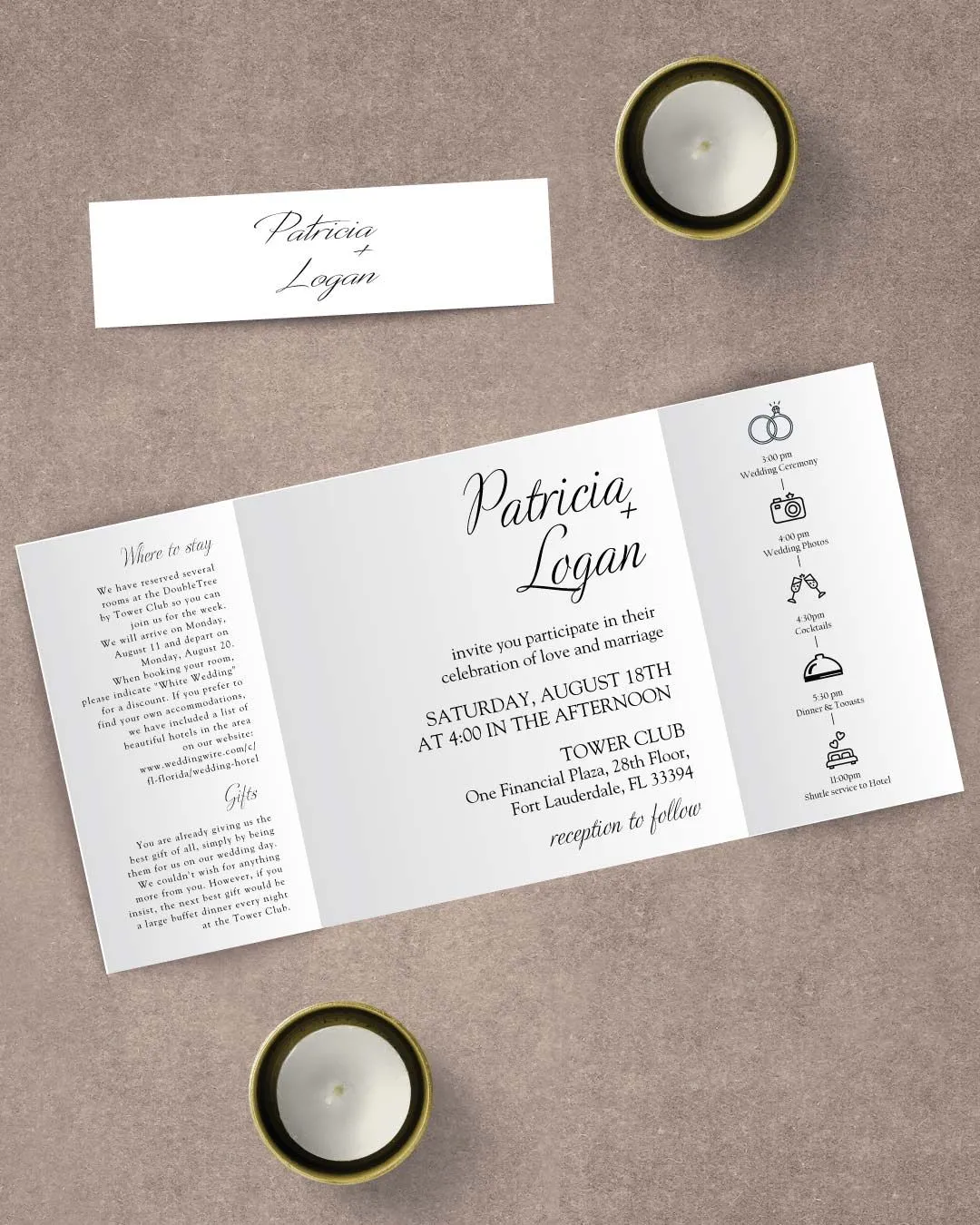 Couple Photo Cover 7x7 Gate Fold Wedding Invitation 2