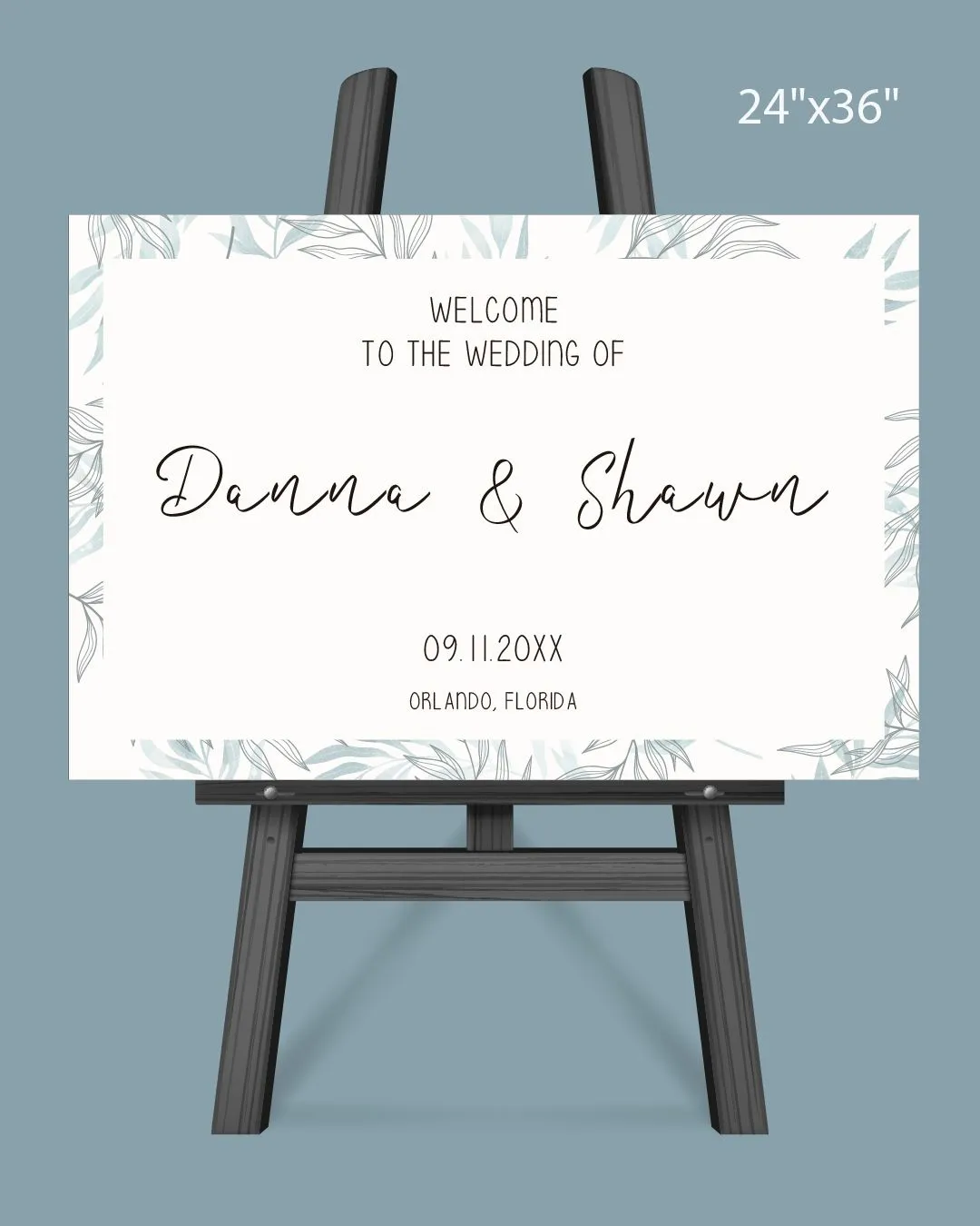 Blue Leaves Background Welcome Sign